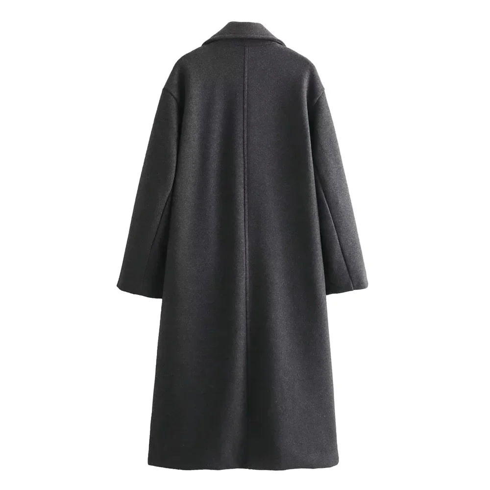 Aria Double-Breasted Coat with Wide Lapels for Women