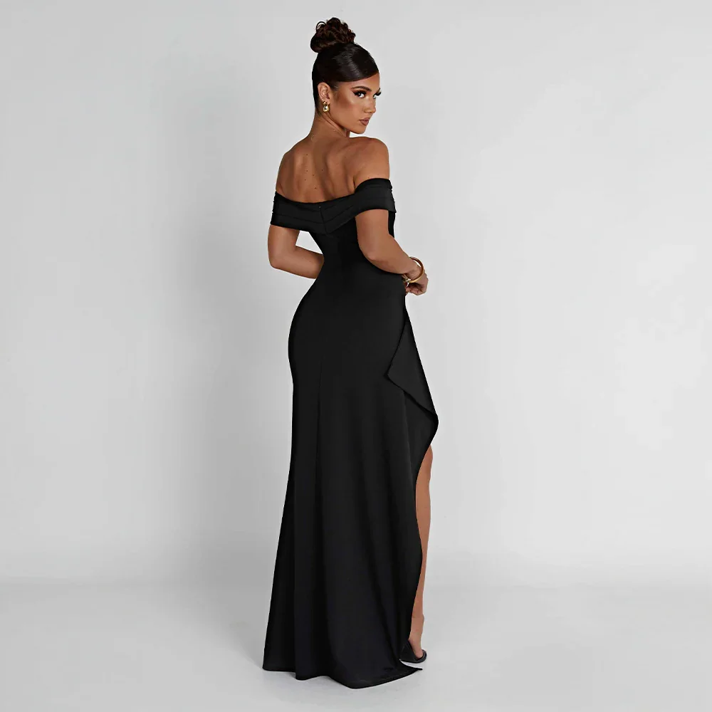 Aurelia Maxi Dress with Off-Shoulder Neckline and Slit