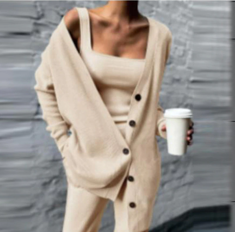Caitlin Knit Set with Tank and Longline Cardigan