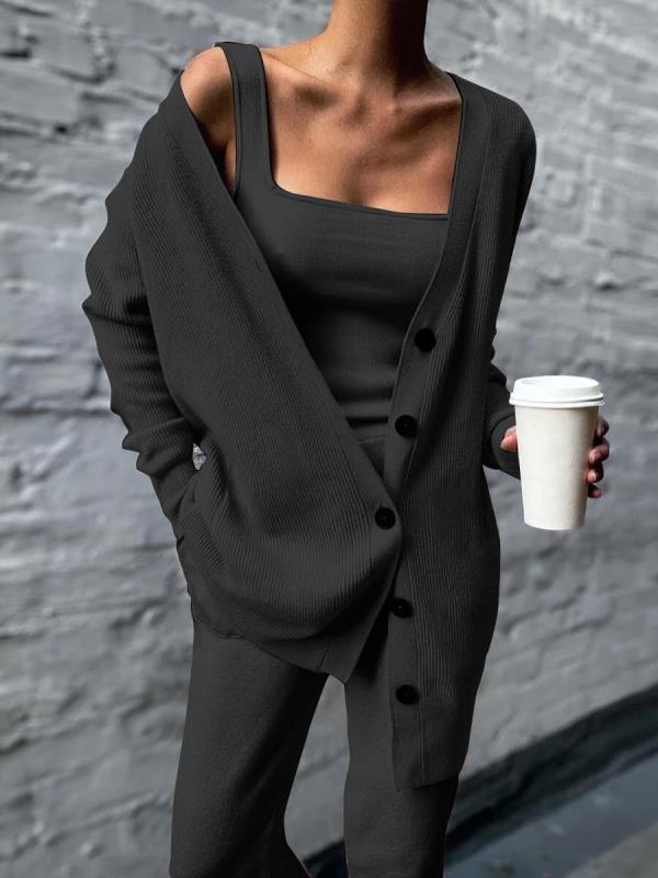 Caitlin Knit Set with Tank and Longline Cardigan