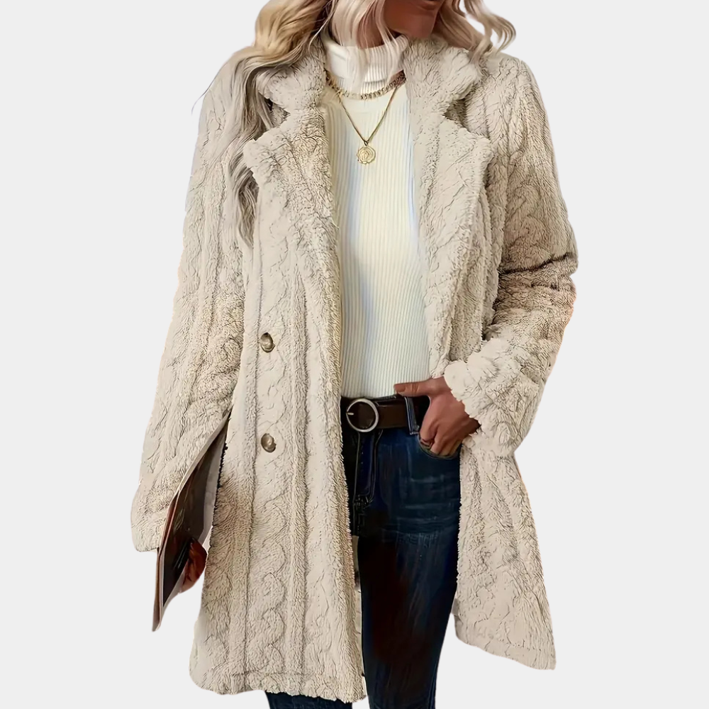 Haley Teddy Coat with Cable Texture for Women