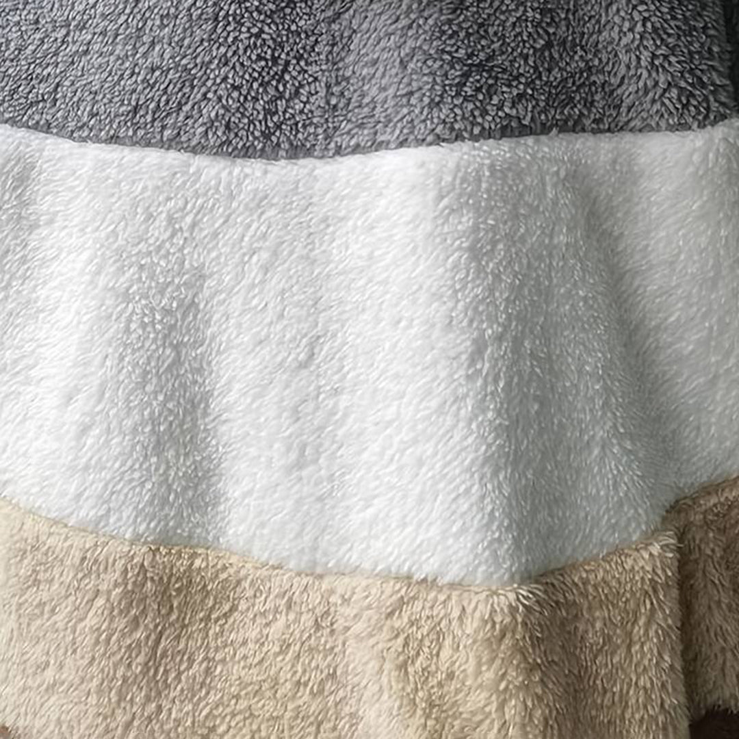 Harriet Teddy Jacket with Hood and Color-Block Stripes