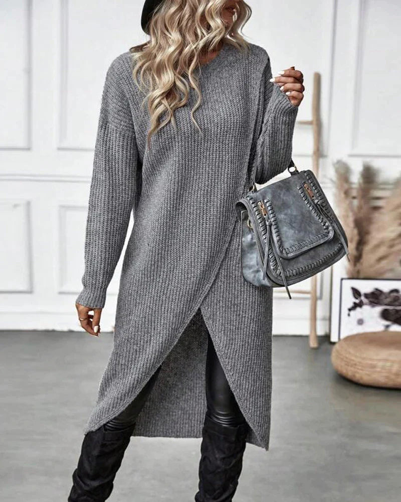Imogen Knit Sweater Dress with Wrap Hem for Women