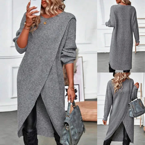 Imogen Knit Sweater Dress with Wrap Hem for Women