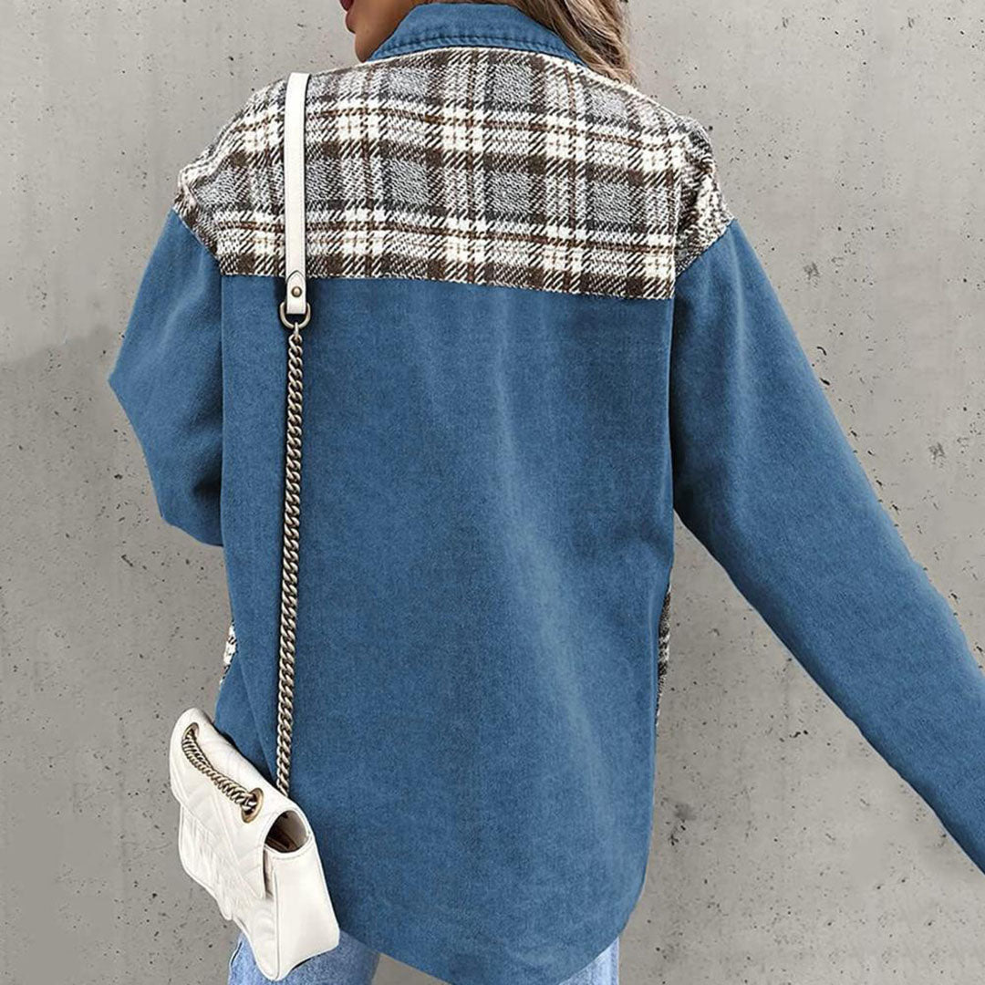 Kaia Plaid Contrast Jacket with Chest Pockets
