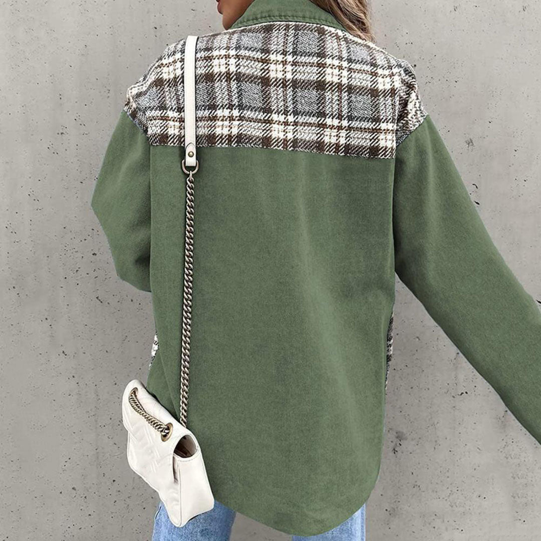 Kaia Plaid Contrast Jacket with Chest Pockets