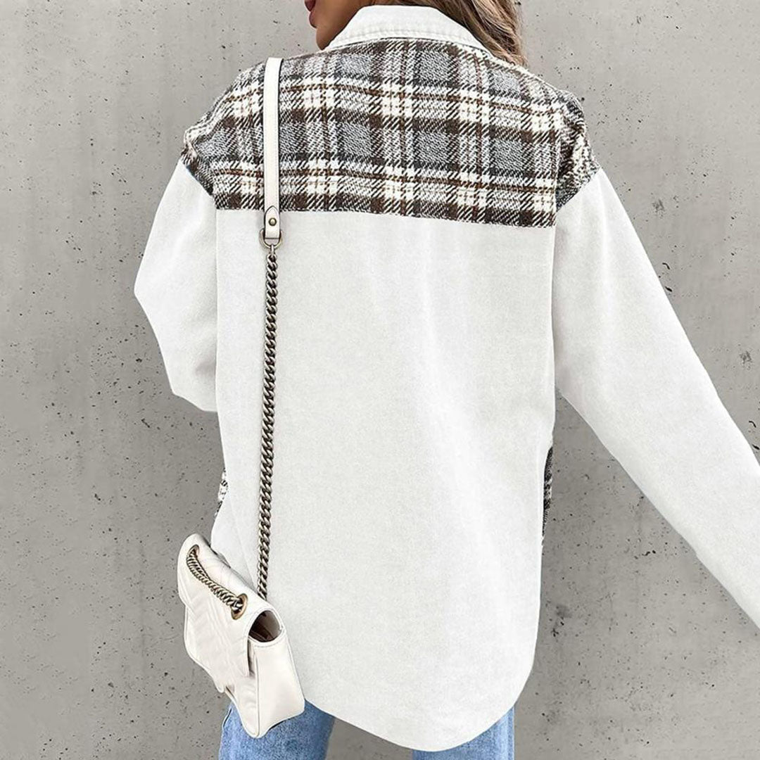 Kaia Plaid Contrast Jacket with Chest Pockets