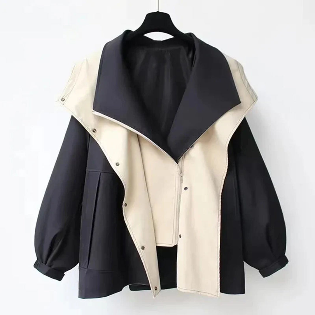 Lateribelle Oversized Jacket with Contrast Lapels - Black