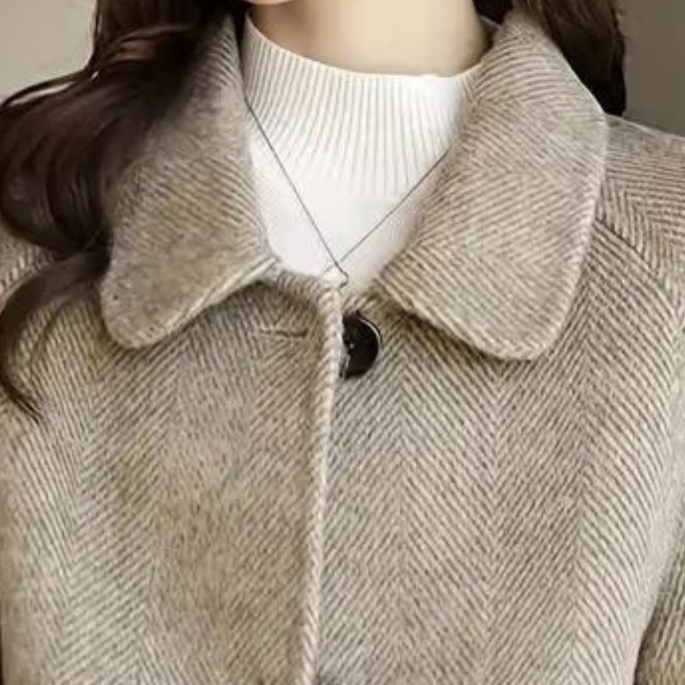 Leilana Wool-Look Coat with Button Front and Patch Pockets