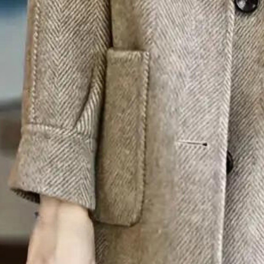 Leilana Wool-Look Coat with Button Front and Patch Pockets