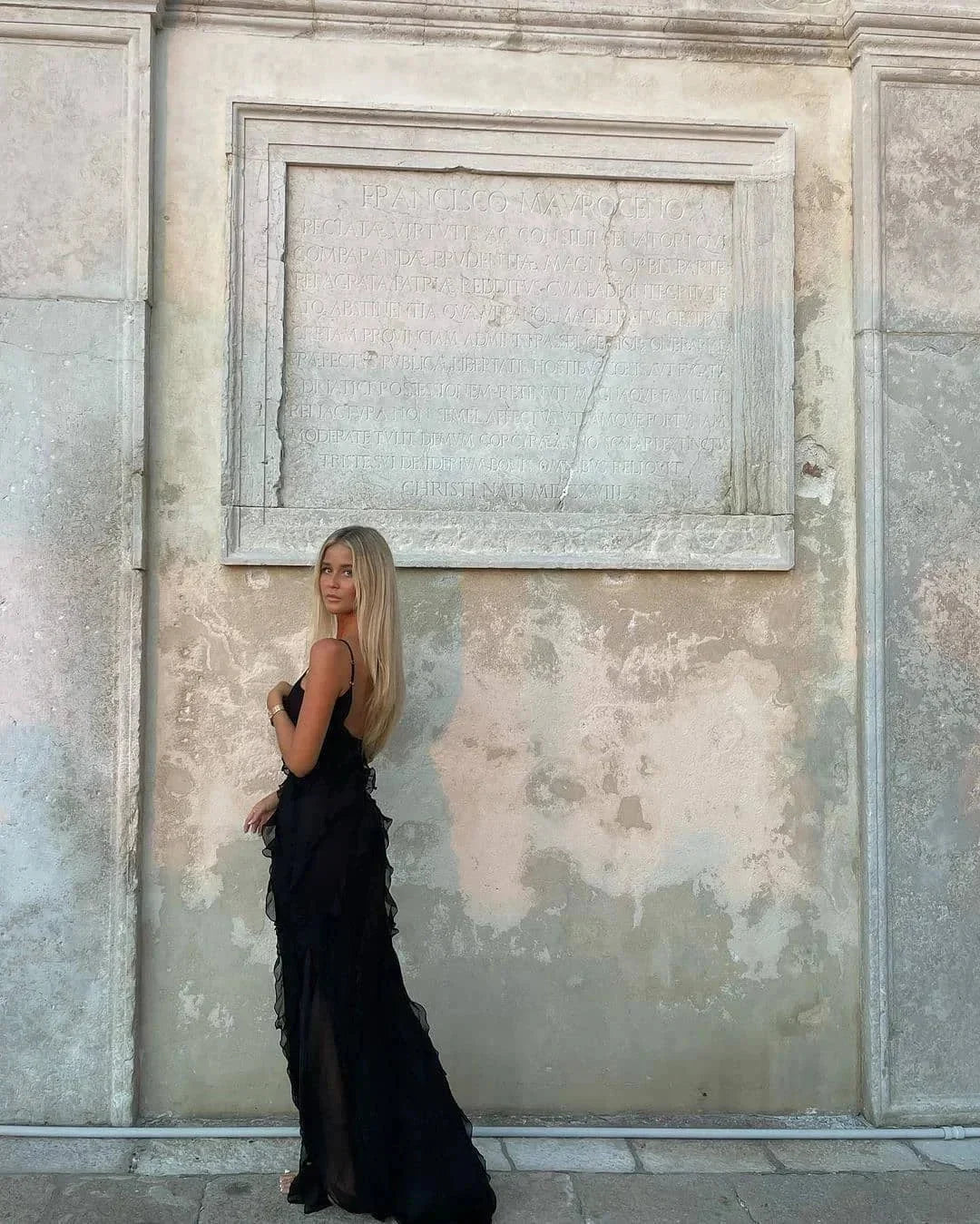 Leonie Maxi Dress with Slim Straps and Ruffle Details