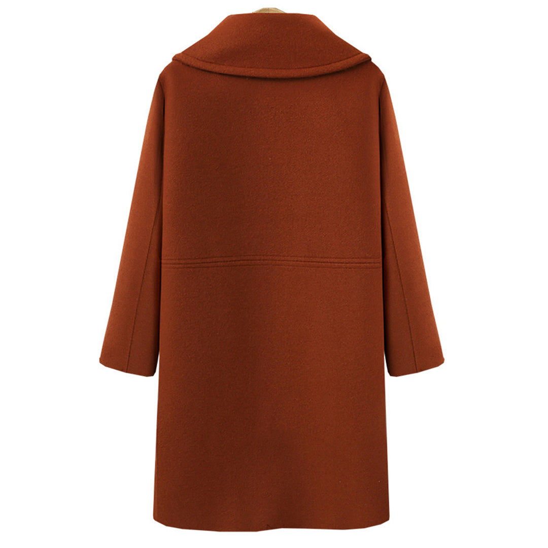 Lesia Wool-Look Double-Breasted Coat with Wide Lapels