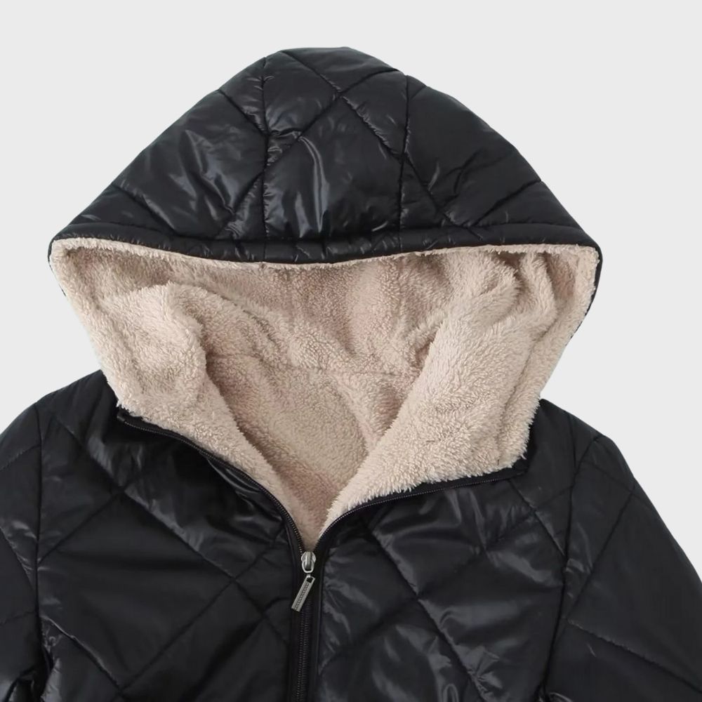 Leti Quilted Winter Coat with Hood and Zip Front