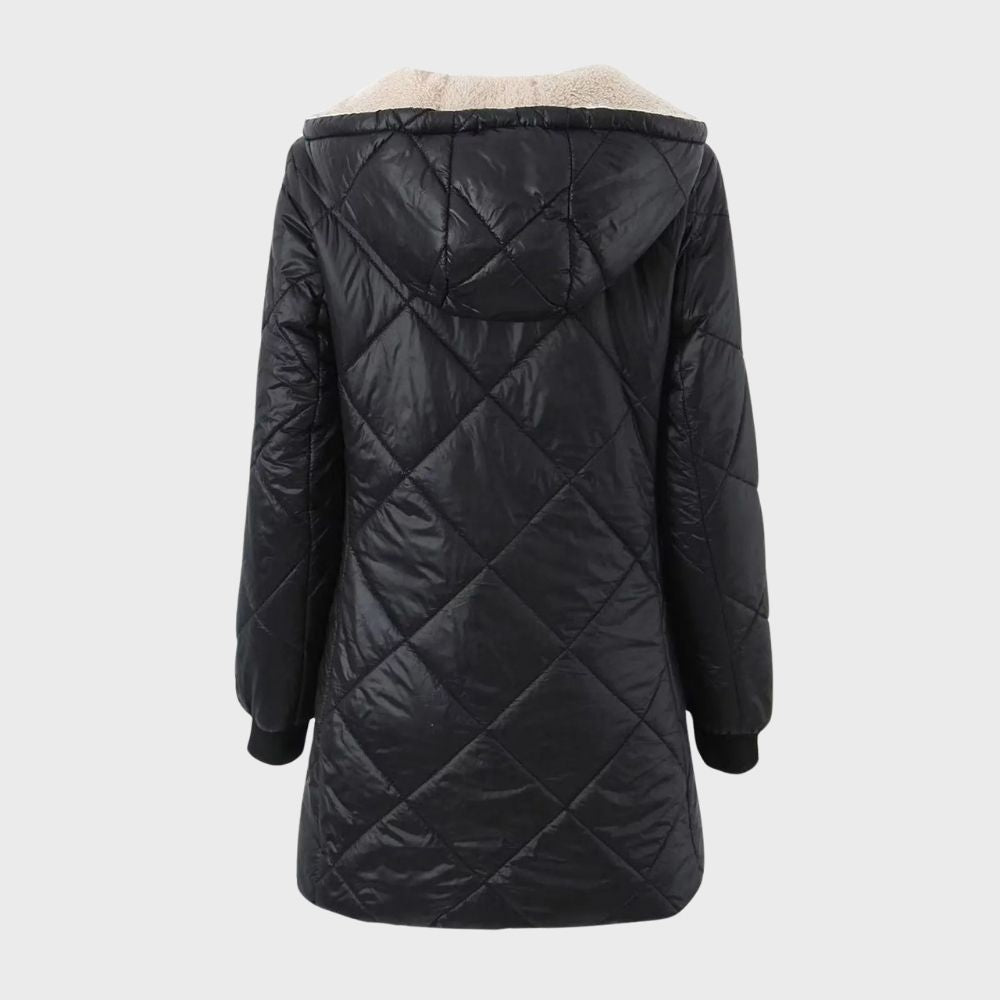 Leti Quilted Winter Coat with Hood and Zip Front