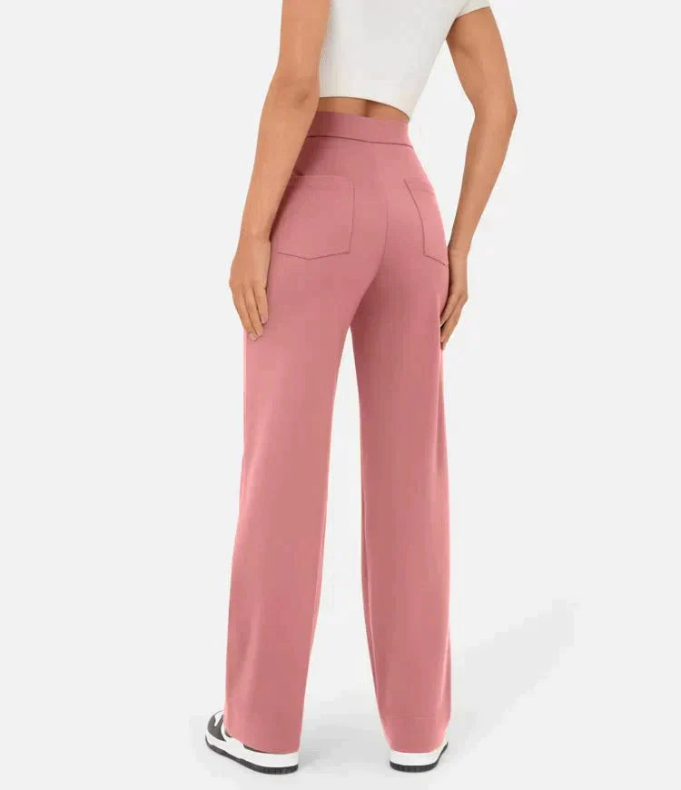 Linnea High-Waist Wide-Leg Pants with Patch Pockets