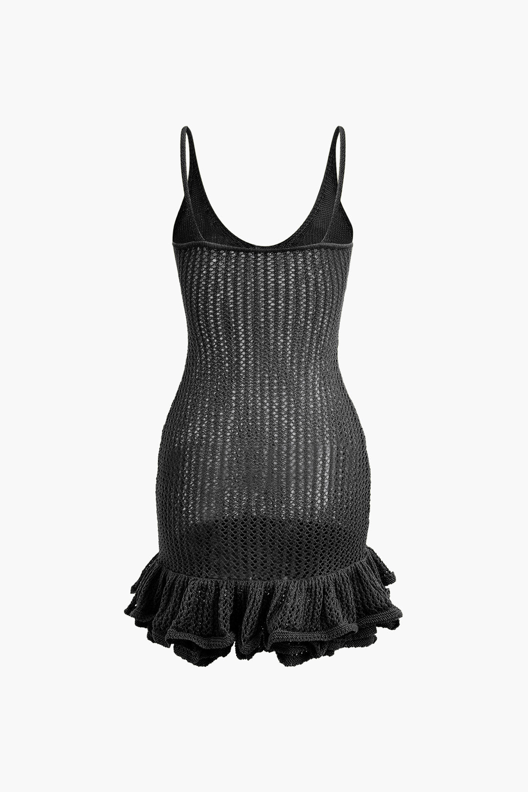 Louane Openwork Knit Mini Dress with Ruffle Hem