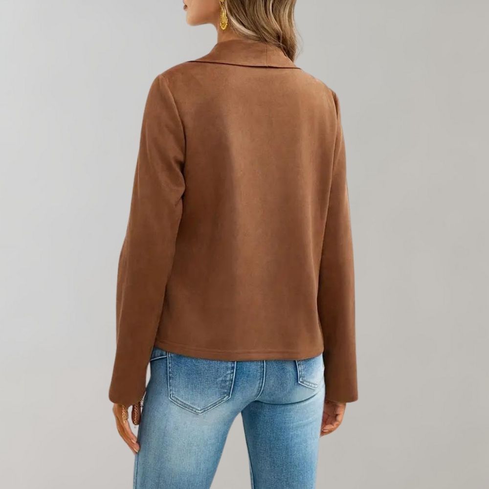 Maiuc Suede-Look Jacket with Waterfall Collar