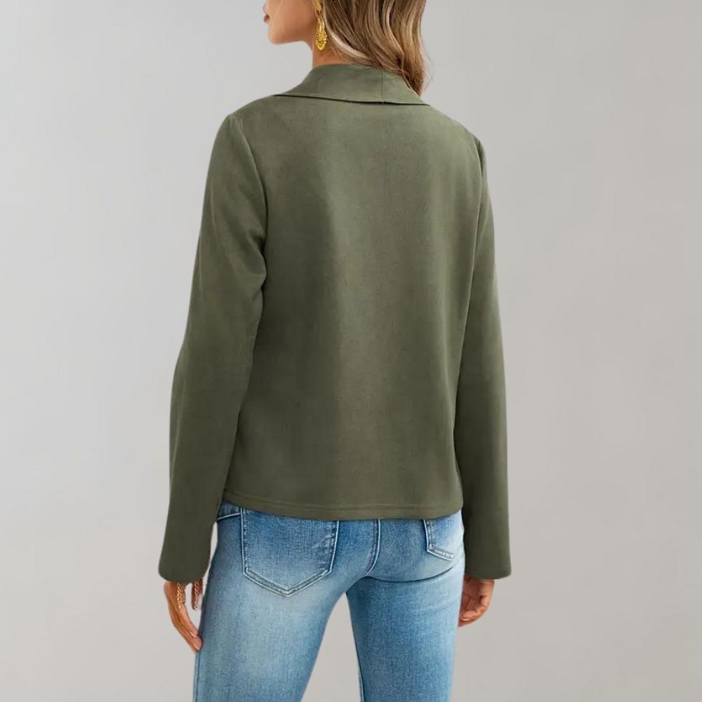 Maiuc Suede-Look Jacket with Waterfall Collar