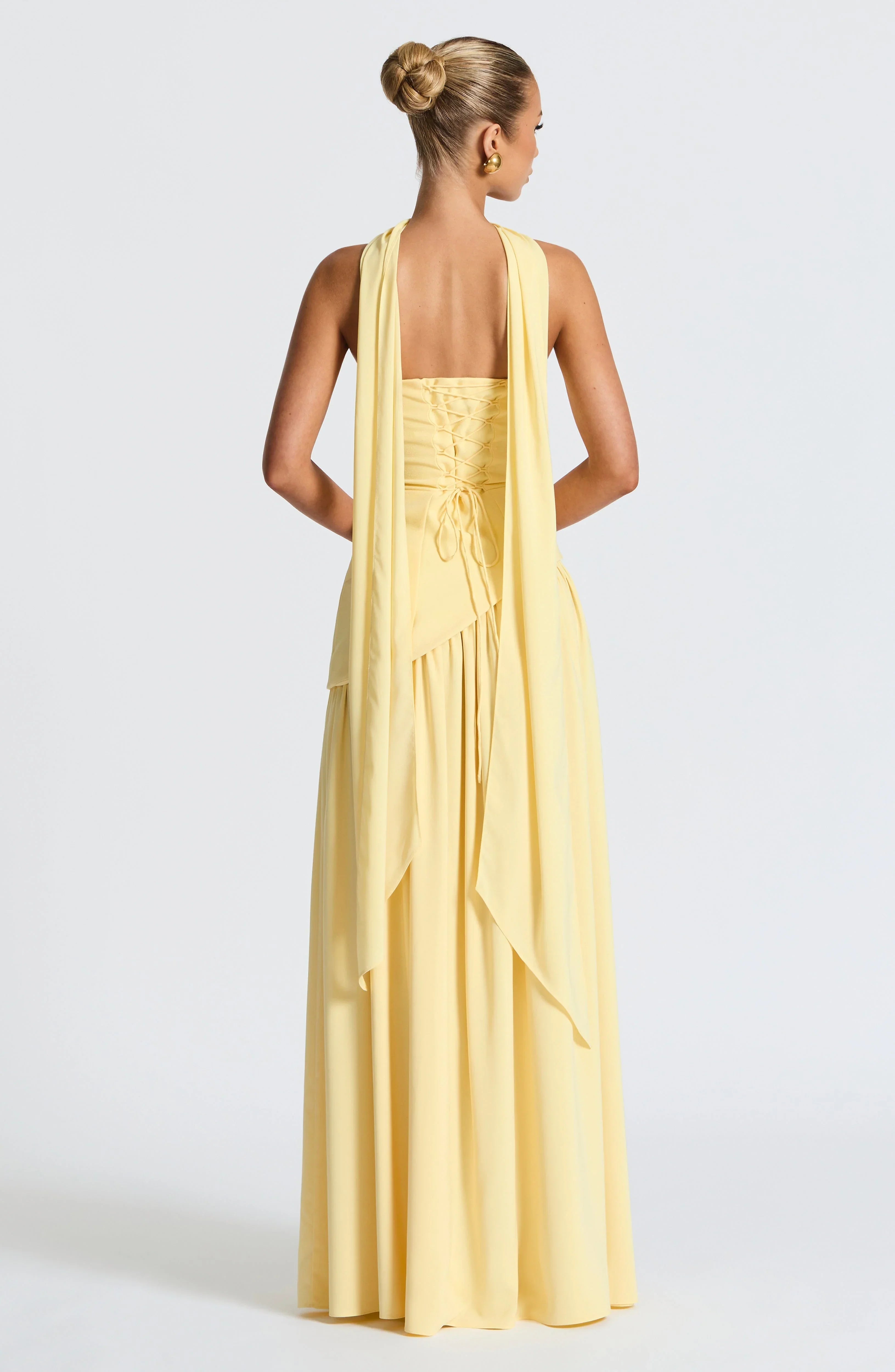 Marlowe Maxi Dress in Strapless Cut with Draped Skirt