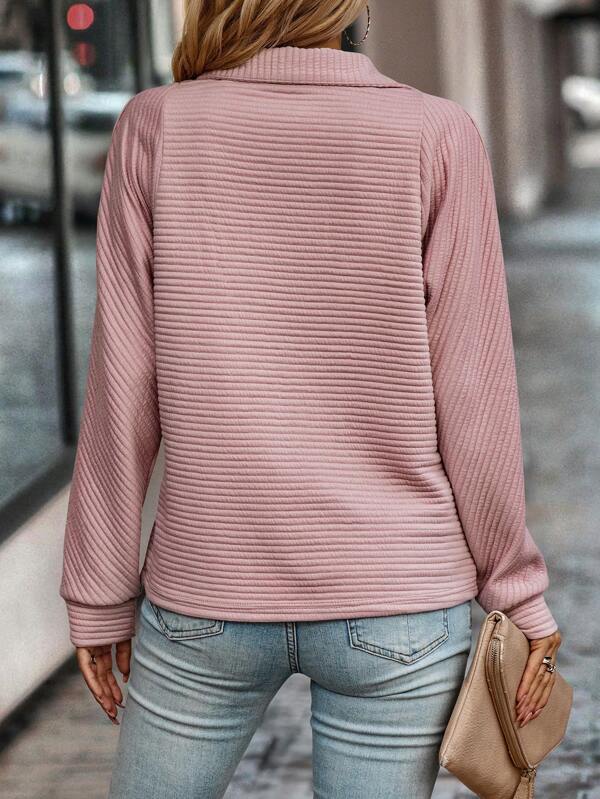 Molly Textured Sweater with Quarter-Zip Collar