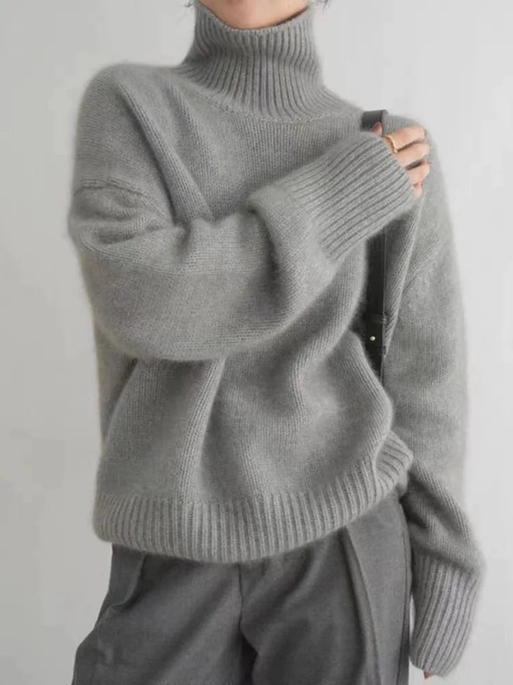 Olivia Wool-Look Sweater with High Turtleneck