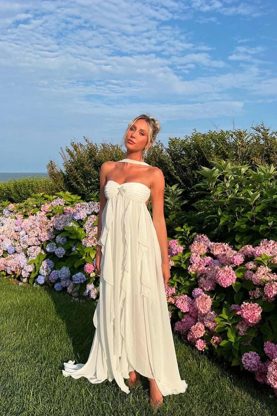 Ottilie Tiered Ruffle Maxi Dress in Strapless Cut
