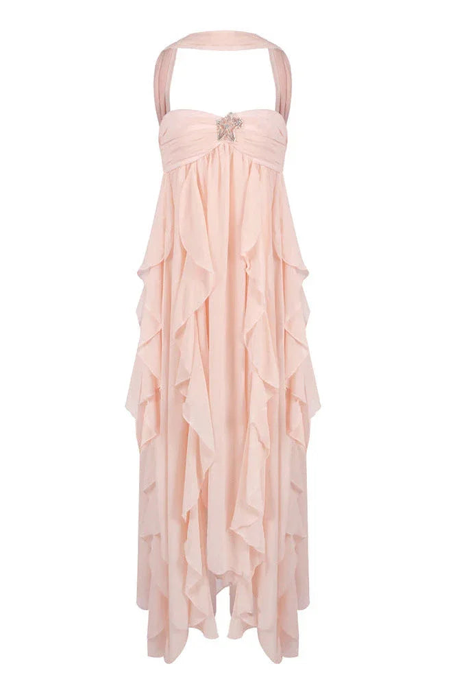 Ottilie Tiered Ruffle Maxi Dress in Strapless Cut