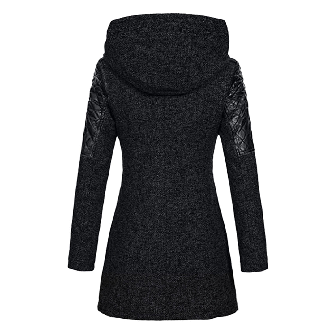 Riley Hooded Zip Coat with Quilted Shoulder Panels