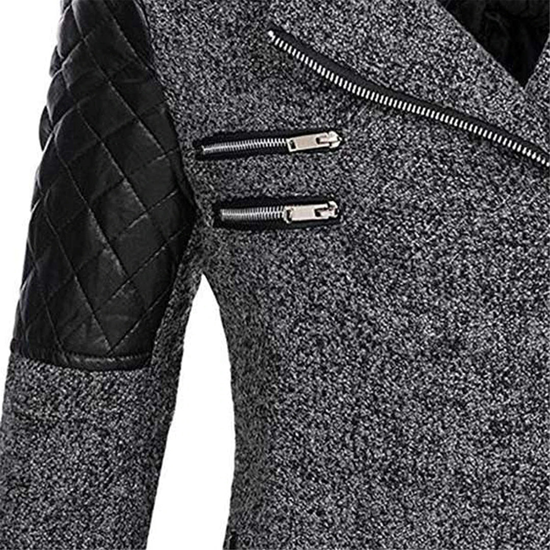 Riley Hooded Zip Coat with Quilted Shoulder Panels