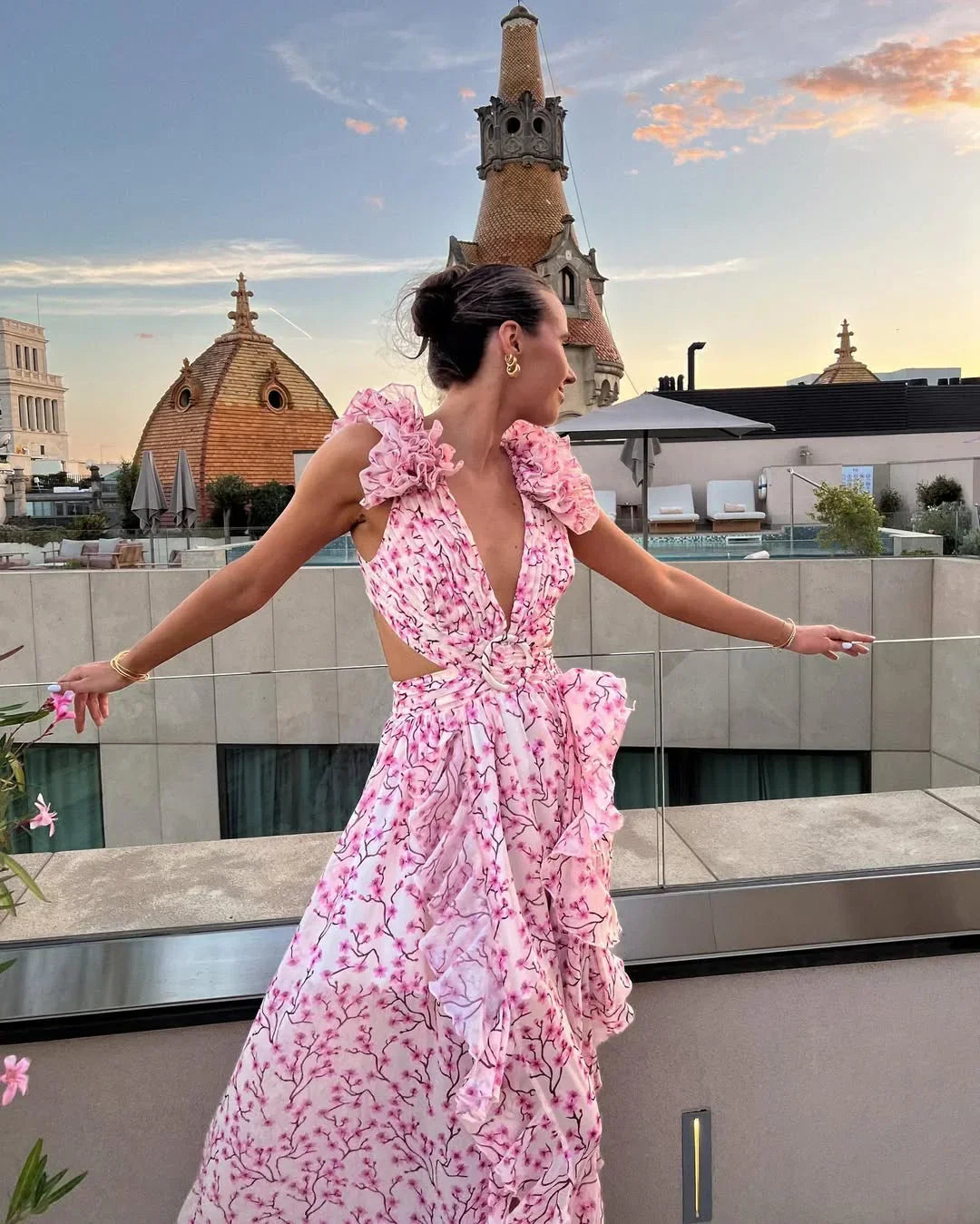 Rosalind Floral Maxi Dress with Ruffle Straps