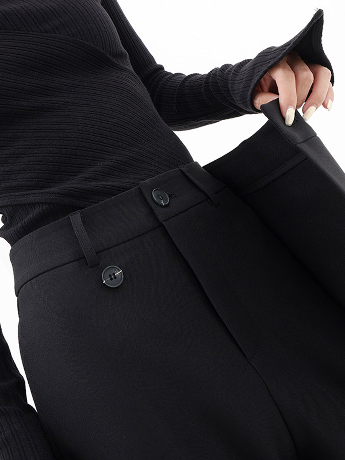 Salome Wide-Leg Pants with Fold-Over Waistband