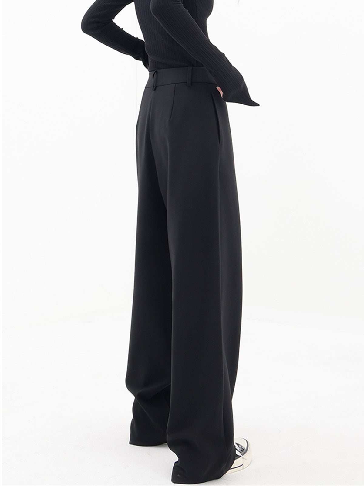 Salome Wide-Leg Pants with Fold-Over Waistband