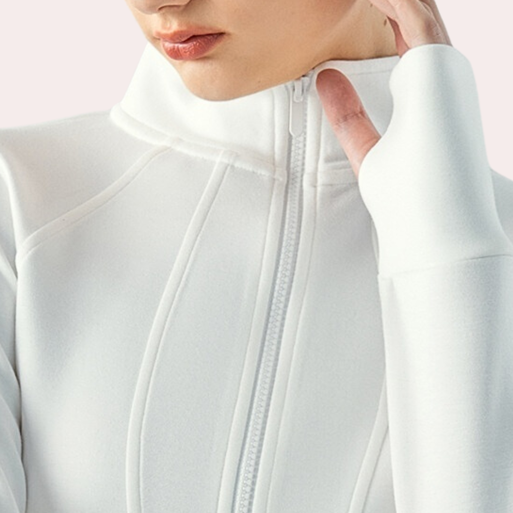 Soraya Fitted Zip-Front Jacket with Mock Neck