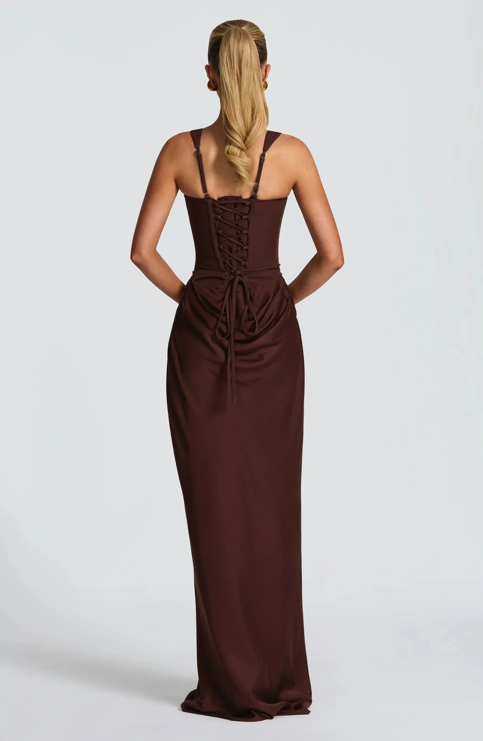 Amara Draped Maxi Dress with Square Neckline for Women