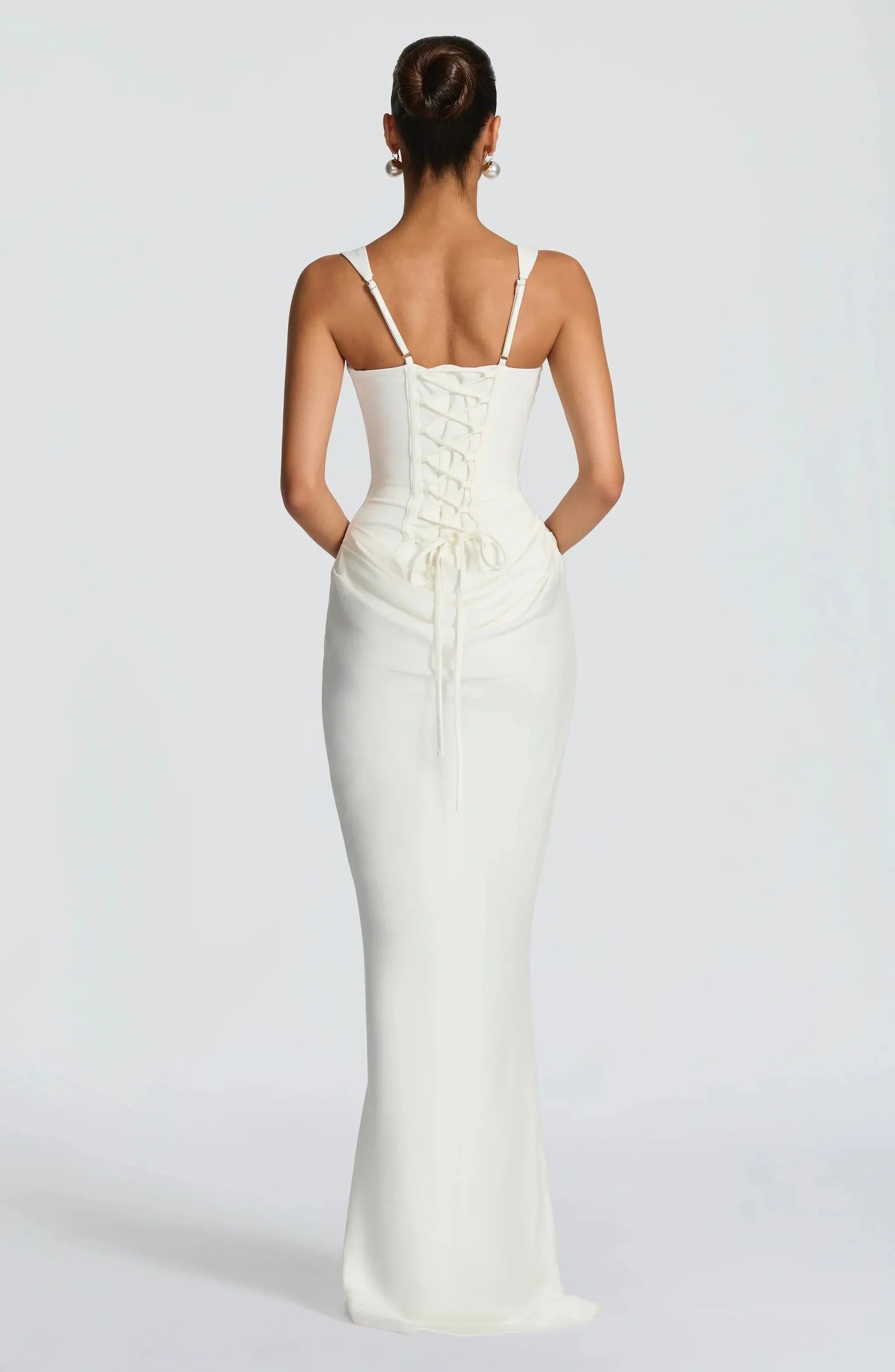 Amara Draped Maxi Dress with Square Neckline for Women