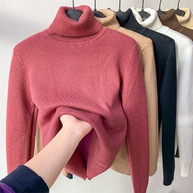Amelia Turtleneck Sweater with Plush Lining for Women - Pink