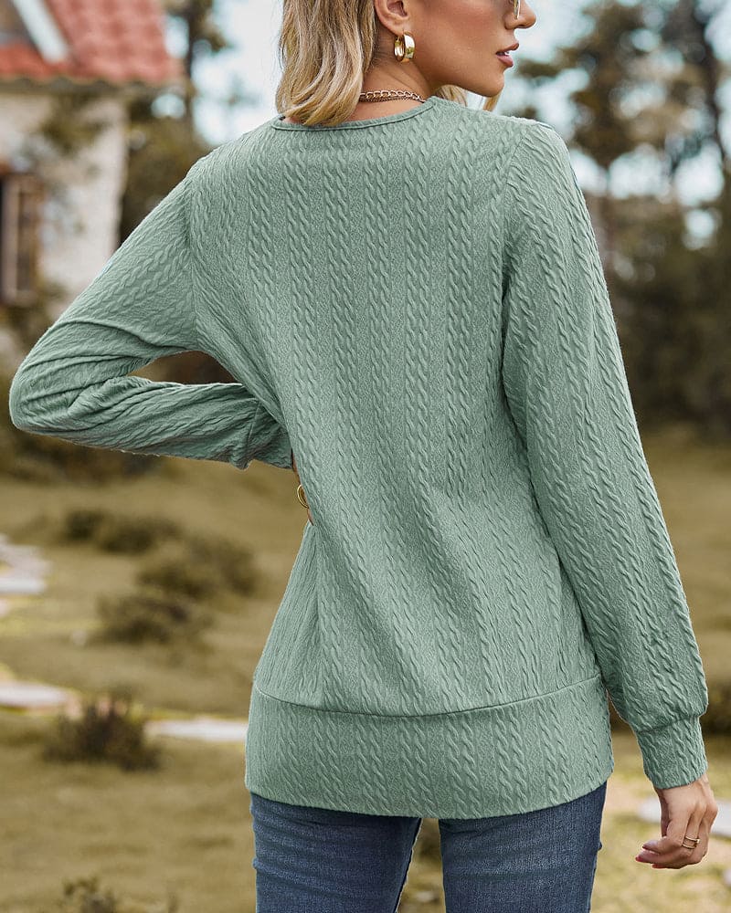 Amiyah Textured Knit Top with Square Neckline