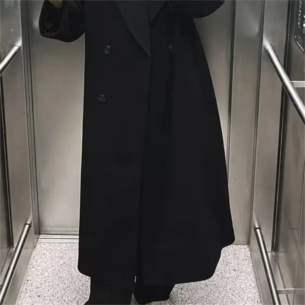 Aria Double-Breasted Coat with Wide Lapels for Women