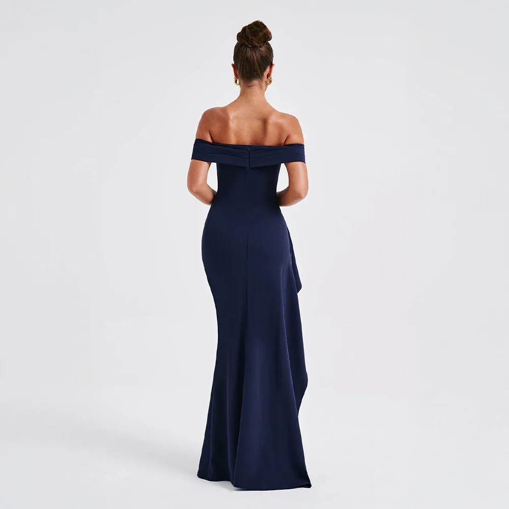 Aurelia Maxi Dress with Off-Shoulder Neckline and Slit