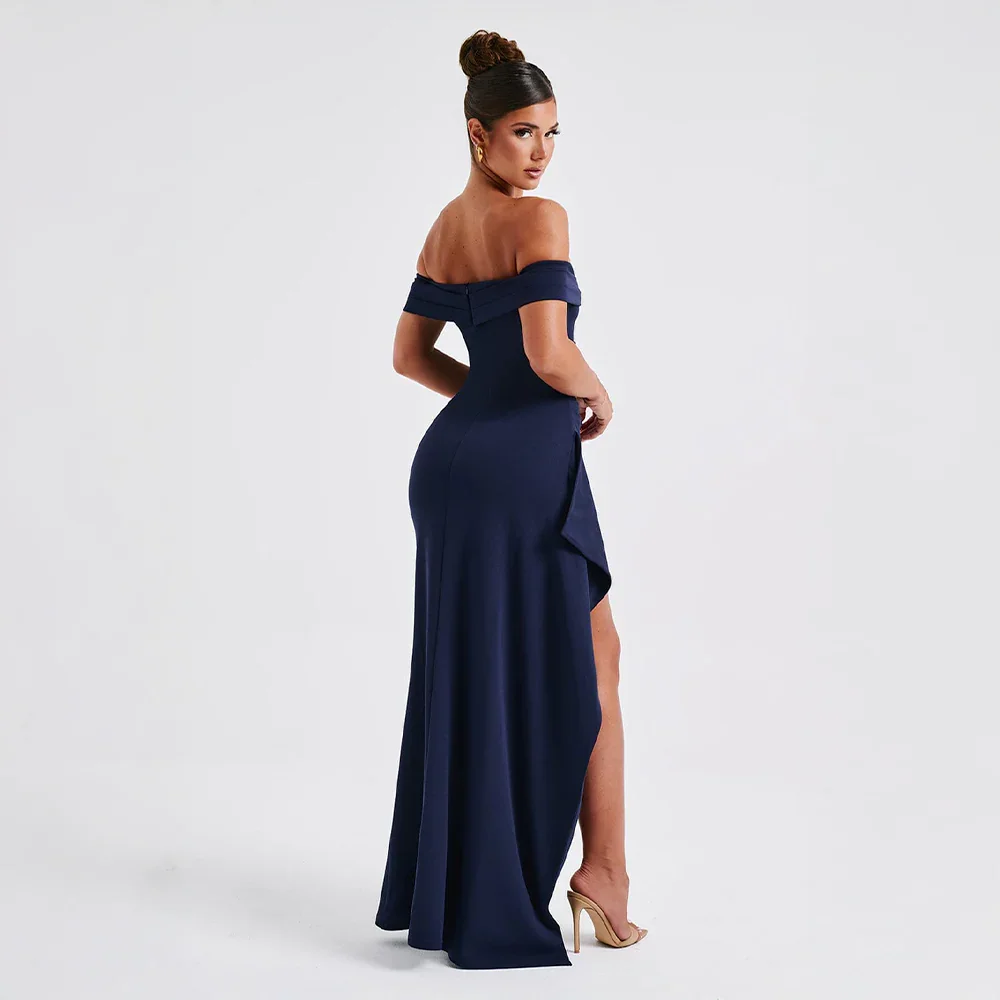 Aurelia Maxi Dress with Off-Shoulder Neckline and Slit