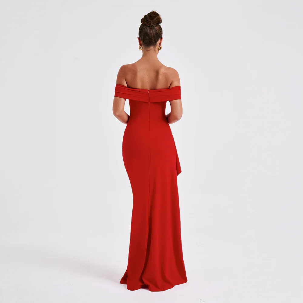 Aurelia Maxi Dress with Off-Shoulder Neckline and Slit
