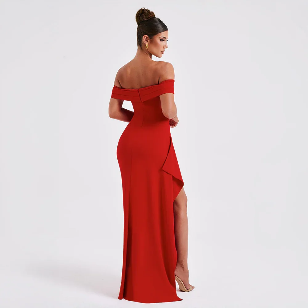 Aurelia Maxi Dress with Off-Shoulder Neckline and Slit