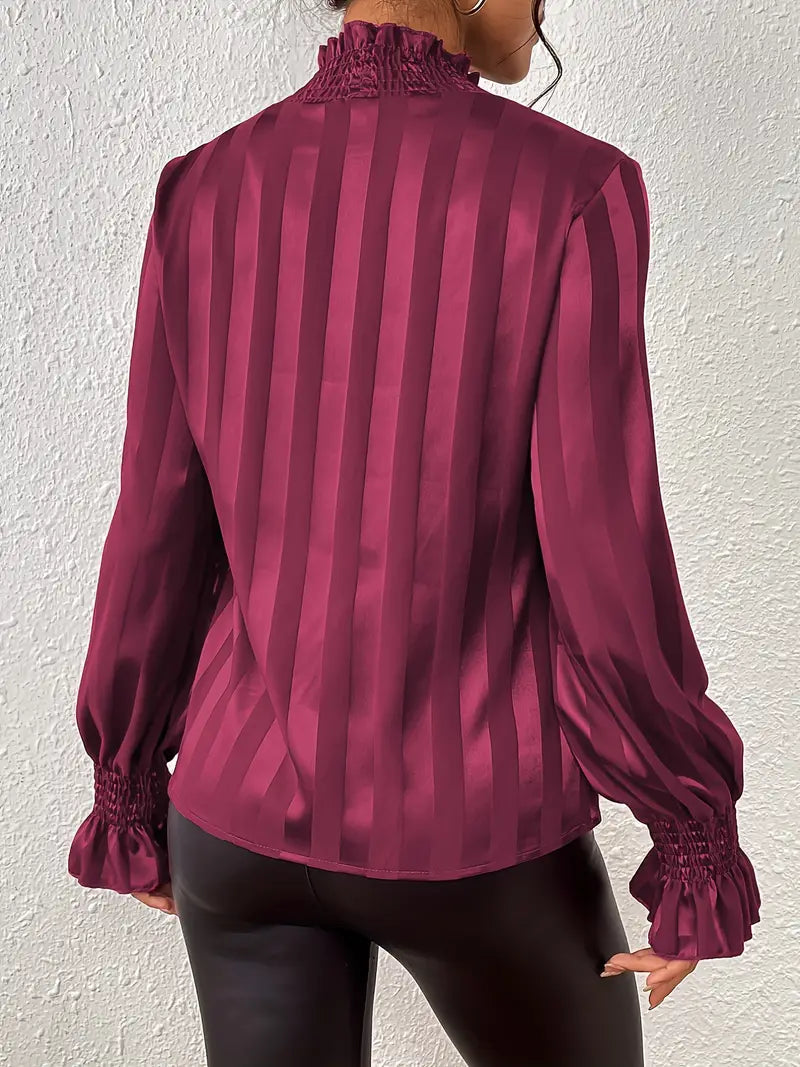 Camila Satin Blouse with Ruffle Cuffs for Women