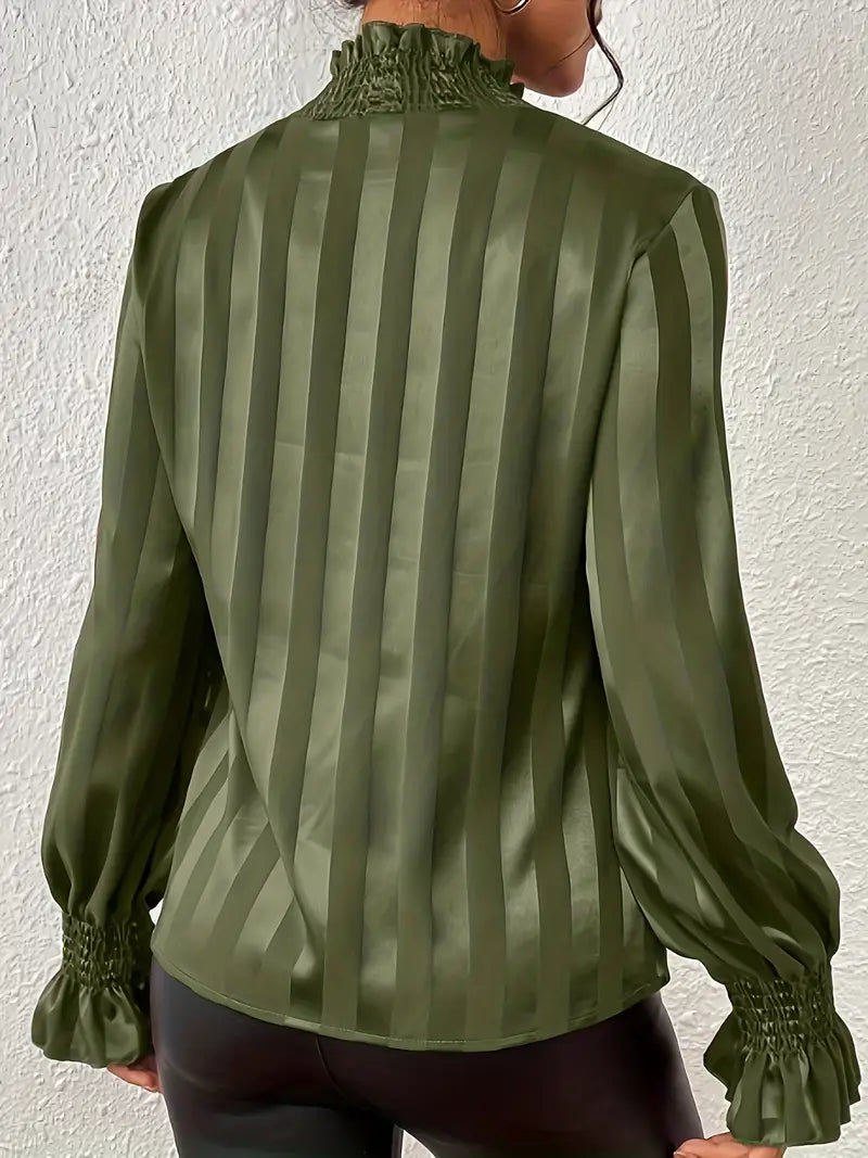 Camila Satin Blouse with Ruffle Cuffs for Women