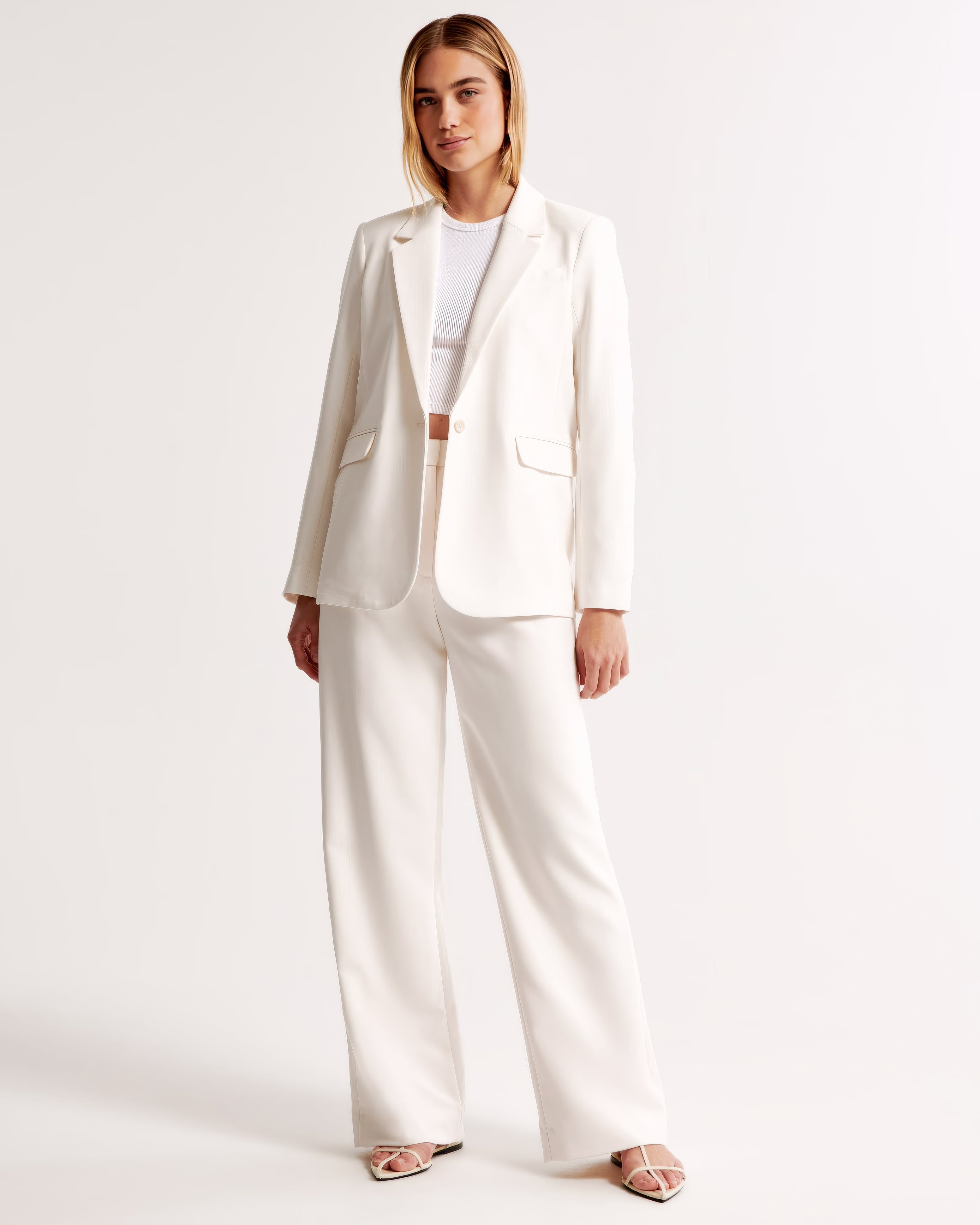 Chloe Tailored Pants with Side Pockets for Women - White