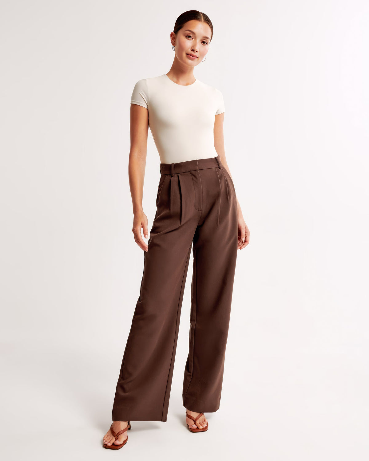 Chloe Tailored Pants with Side Pockets for Women - Brown