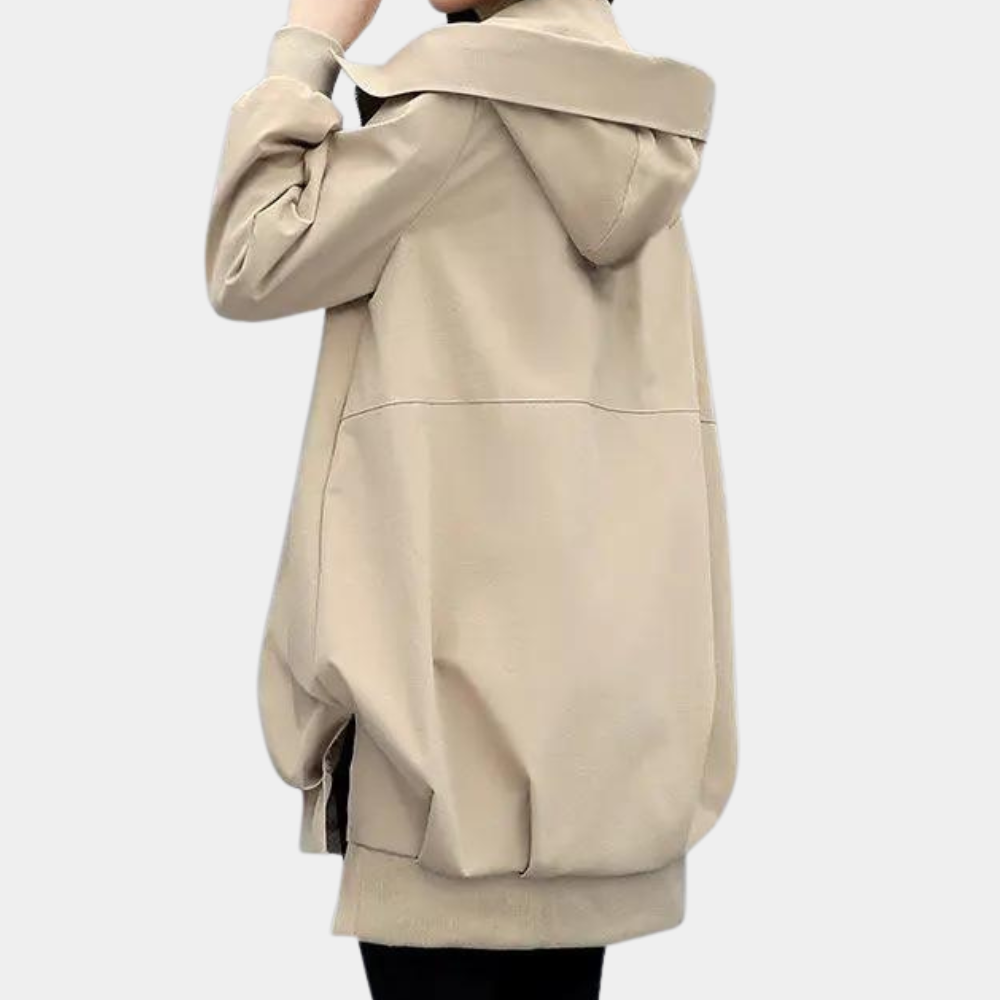 Clementine Hooded Longline Jacket with Zip Front