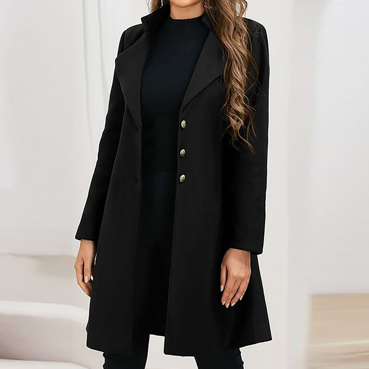 Elowen Tailored Coat with Lapels and Button Front