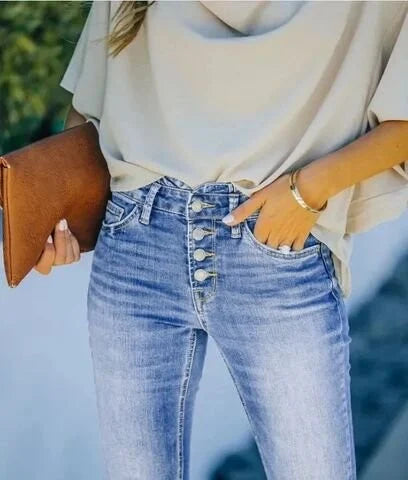 Hadassah Flared Jeans with Exposed Button Fly