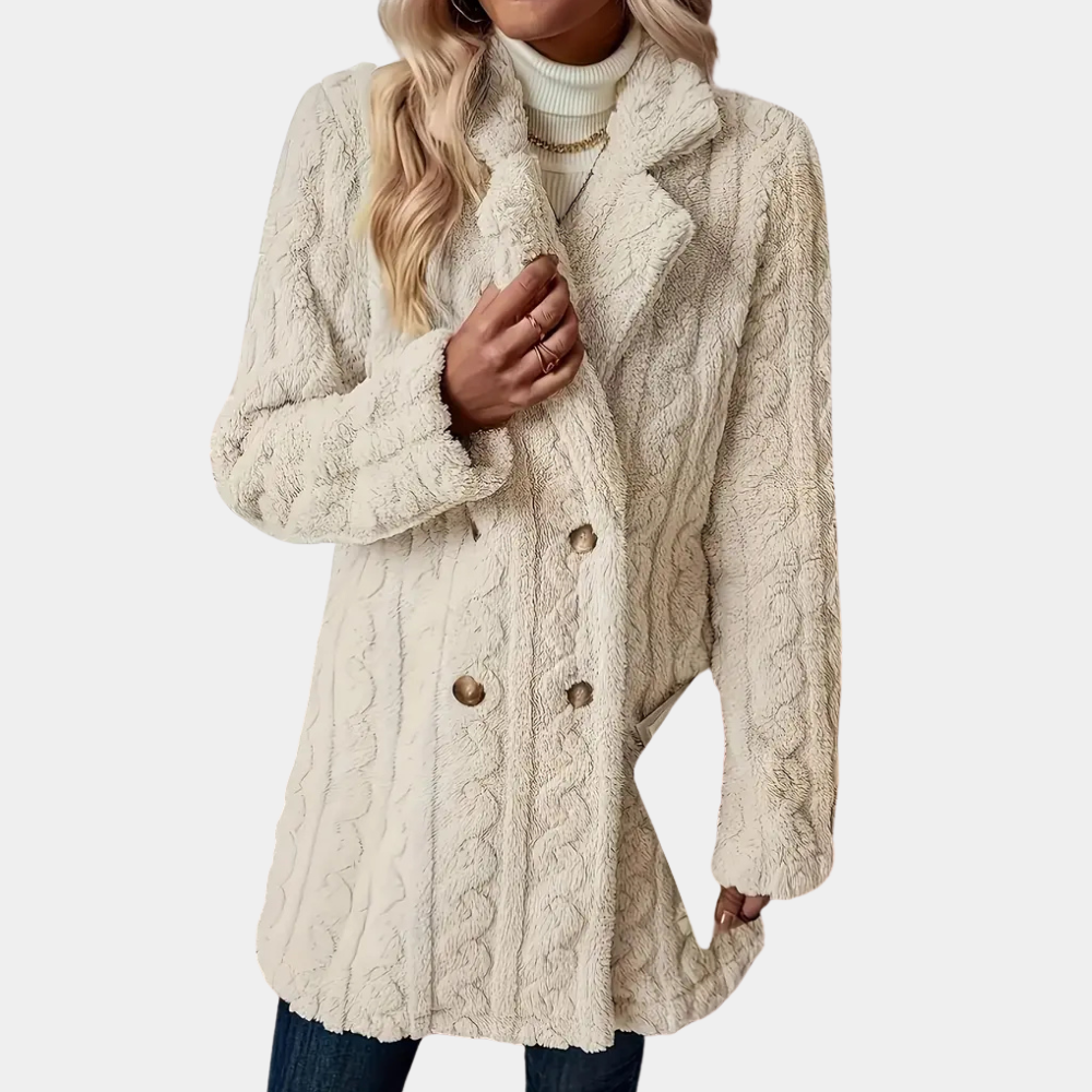 Haley Teddy Coat with Cable Texture for Women